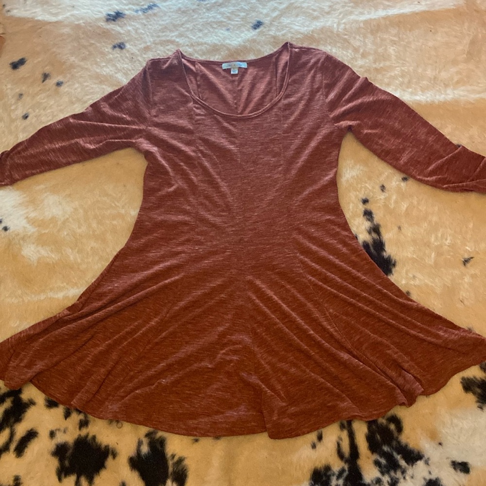 Mid length orange She + Sky dress. Very soft and movable. Never worn.